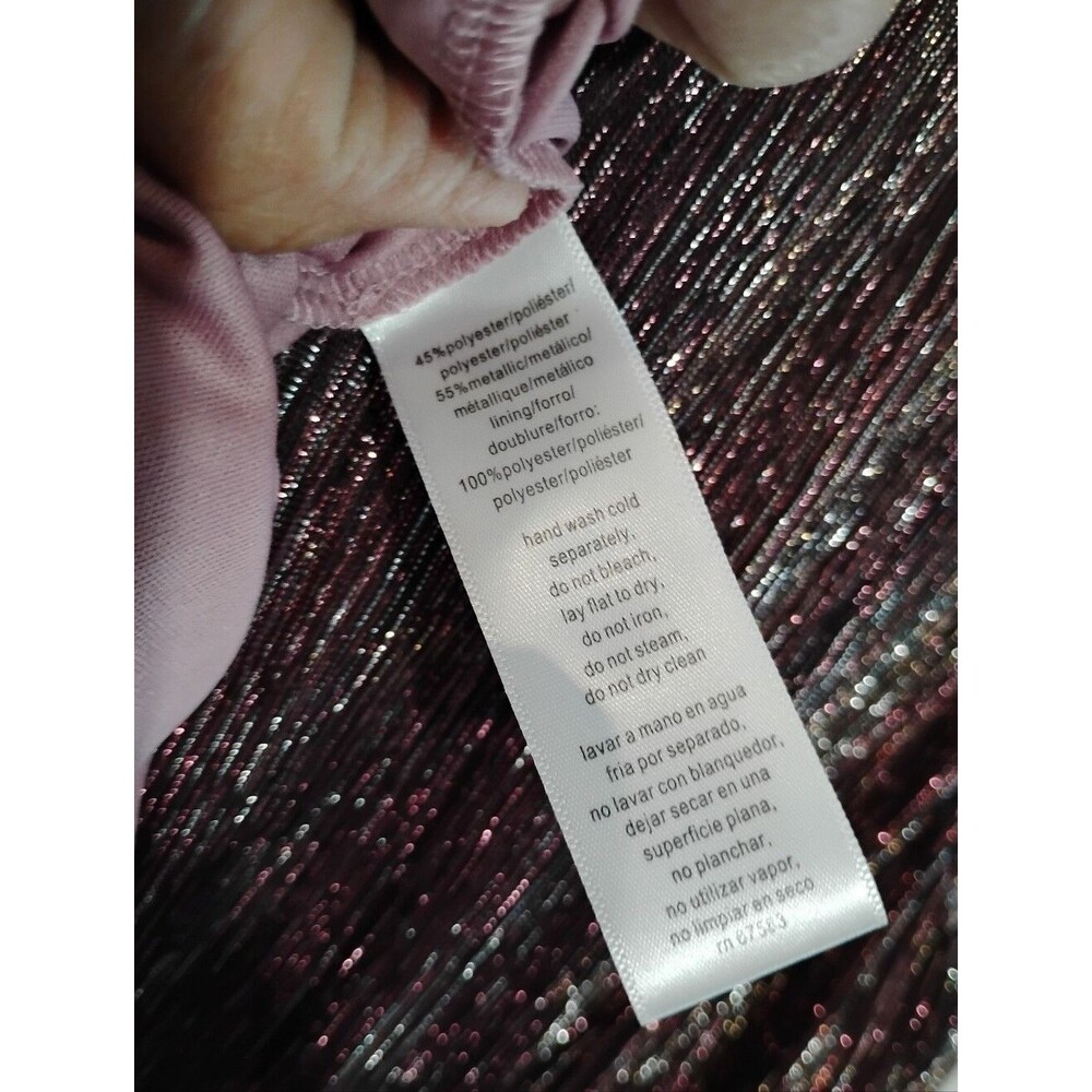 New Plus Size Plum Metallic Cape-Sleeve Dress - Picture 6 of 8